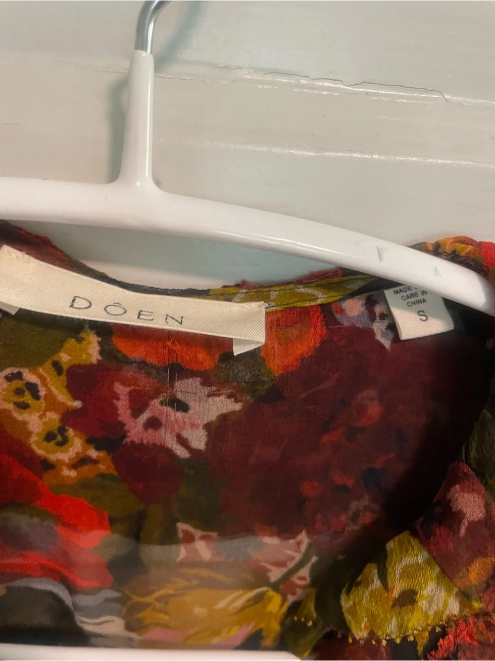Doen Sheer Floral Ruffle Blouse - Red, Olive, Mustard
